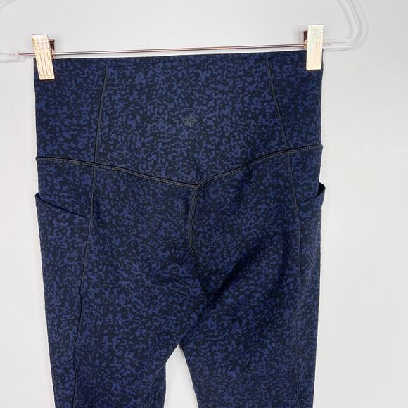 Athleta S Blue Black Salutation Stash Pocket Gravel 7/8 Tight Workout Legging - Picture 6 of 11